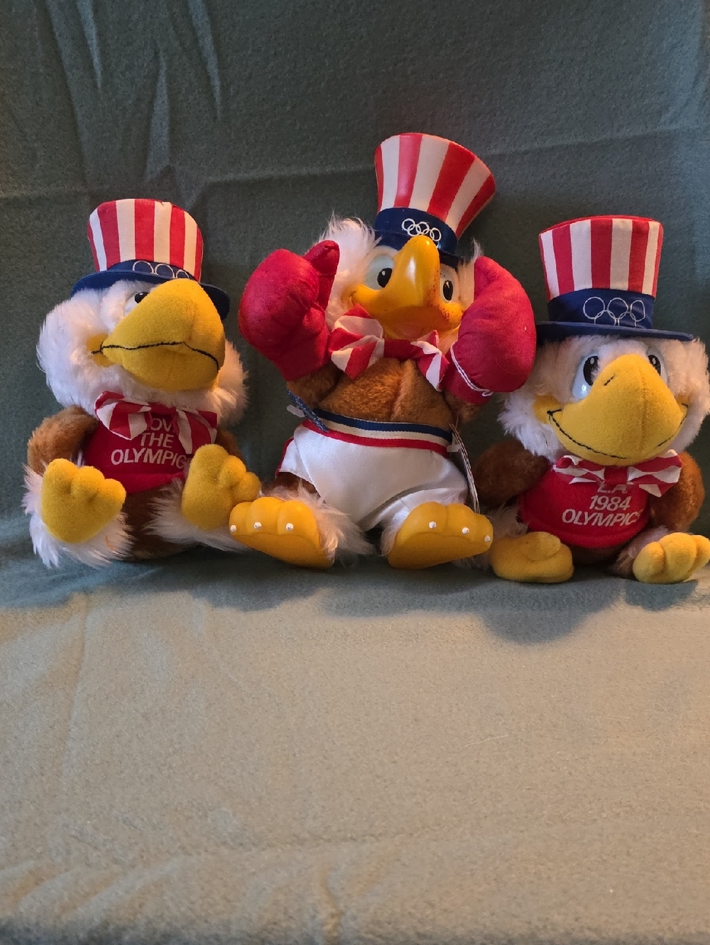 Vintage 1984 Olympic Eagle Plush Trio - Red, White & Blue